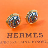 HERMES エルメス エマイユ 七宝焼き イヤリング
 メタル ゴールド【中古】
 レディース