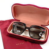 GUCCI グッチ ウェビングライン GG0281S サングラス
 メタル/合成樹脂 ブラウン【中古】
 ユニセックス