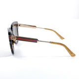 GUCCI グッチ ウェビングライン GG0281S サングラス
 メタル/合成樹脂 ブラウン【中古】
 ユニセックス