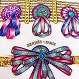 HERMES エルメス カレ 90 LES RUBANS DU CHEVAL 馬のリボン スカーフ
 シルク ホワイト【中古】
 レディース