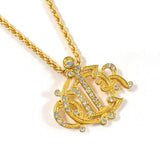 Christian Dior クリスチャンディオール エンブレムロゴ ネックレス
 メタル/ラインストーン ゴールド【中古】
 レディース