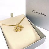 Christian Dior クリスチャンディオール エンブレムロゴ ネックレス
 メタル/ラインストーン ゴールド【中古】
 レディース